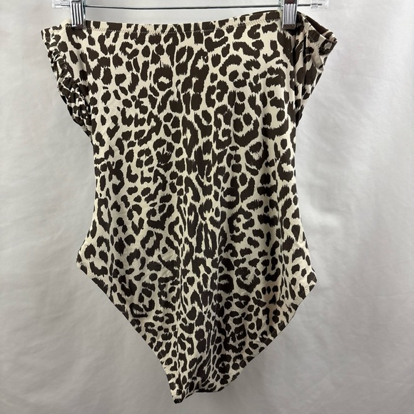 J. CREW Demi Underwire Leopard Print 1 Piece Bathing Suit Size 12 Strapless - Picture 3 of 7